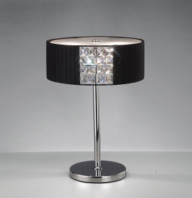 Evelyn Polished Chrome-Black Crystal Table Lamps Diyas Shaded Table Lamps